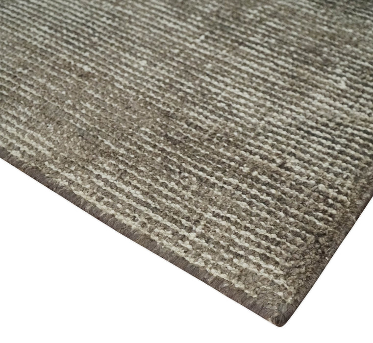 Bamboo Silk 2x3 Hand Knotted Solid Brown Rug, Low Pile, No Shedding | N6123
