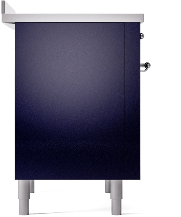 ILVE Nostalgie II 36" Induction Range with Element Stove and Electric Oven in Blue with Chrome Trim, UPI366NMPMBC