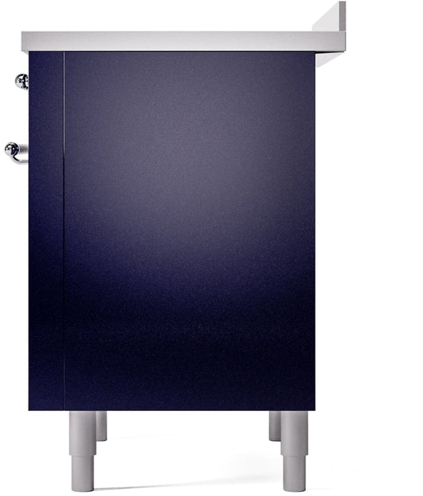 ILVE Nostalgie II 36" Induction Range with Element Stove and Electric Oven in Blue with Chrome Trim, UPI366NMPMBC