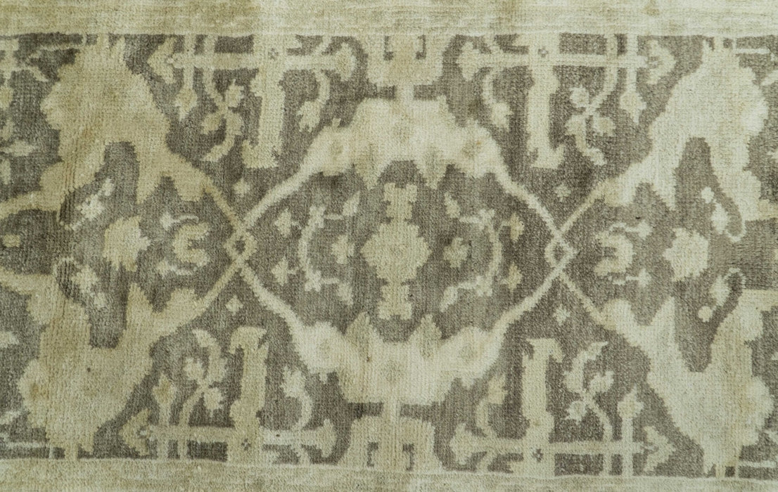 Beige And Brown Traditional Oushak Design Hand Knotted 3x5 wool area rug
