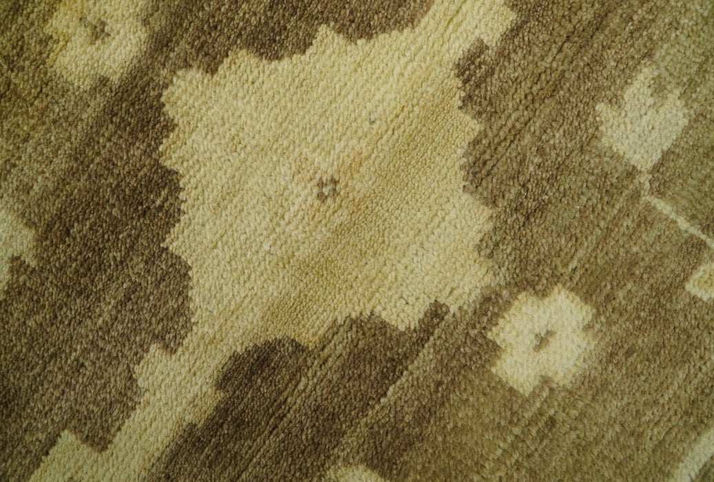 Beige And Brown Traditional Oushak Hand knotted Wool Area Rug