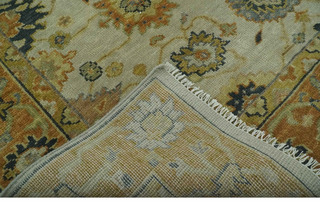 Beige and Gold 8x10 Traditional Oriental Oushak wool Rug