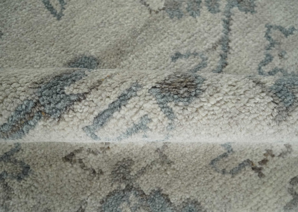 Beige and Gray 8x10 hand knotted Oushak wool Area rug