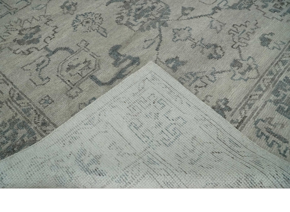 Beige and Gray 8x10 hand knotted Oushak wool Area rug
