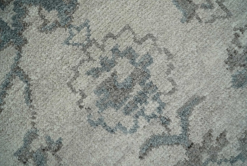 Beige and Gray 8x10 hand knotted Oushak wool Area rug