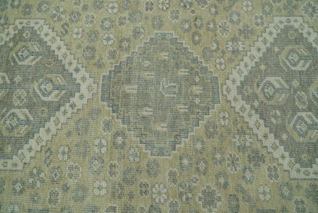 Beige And Gray Traditional Turkish Design 8x10 Hand Knotted Wool Area Rug