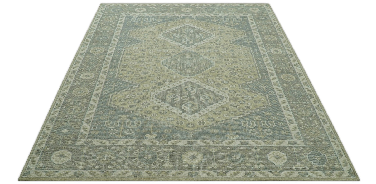 Beige And Gray Traditional Turkish Design 8x10 Hand Knotted Wool Area Rug