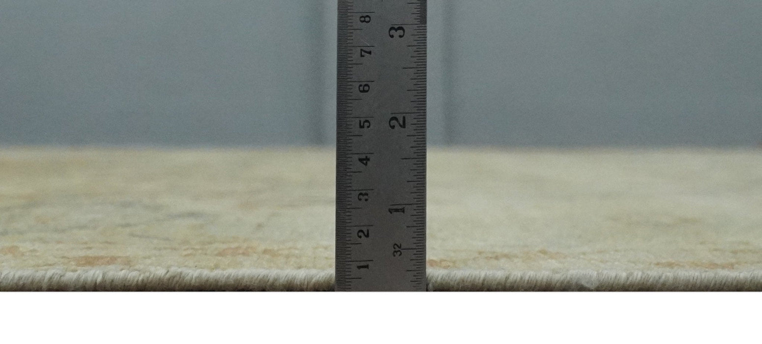 Beige and Rust 8x10 Textured Low Pile Hand Knotted Traditional Wool Area Rug