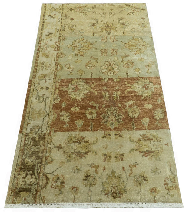 Beige And Rust Traditional Serapi Design Hand Knotted 2x5 Wool Area Rug