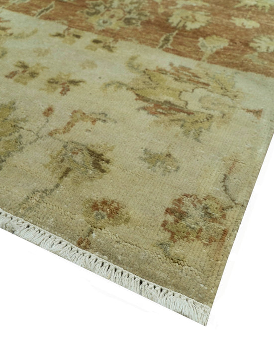 Beige And Rust Traditional Serapi Design Hand Knotted 2x5 Wool Area Rug