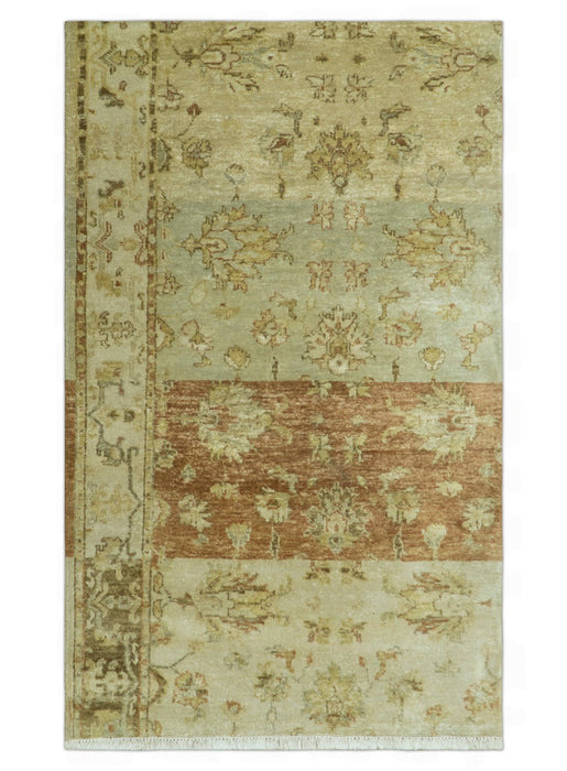 Beige And Rust Traditional Serapi Design Hand Knotted 2x5 Wool Area Rug