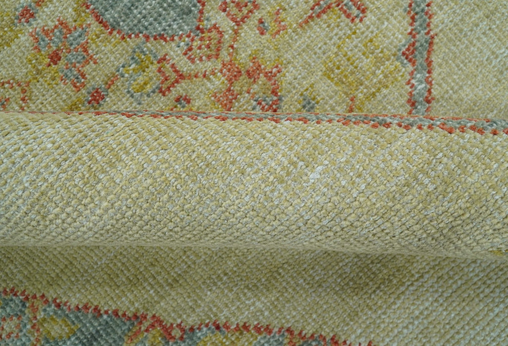 Beige and Rust Traditional Turkish Medallion Hand Knotted 8x10 Wool Area Rug