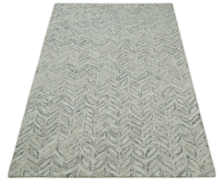 Custom Made Modern Contemporary Beige And Gray Hand Tufted Wool Rug
