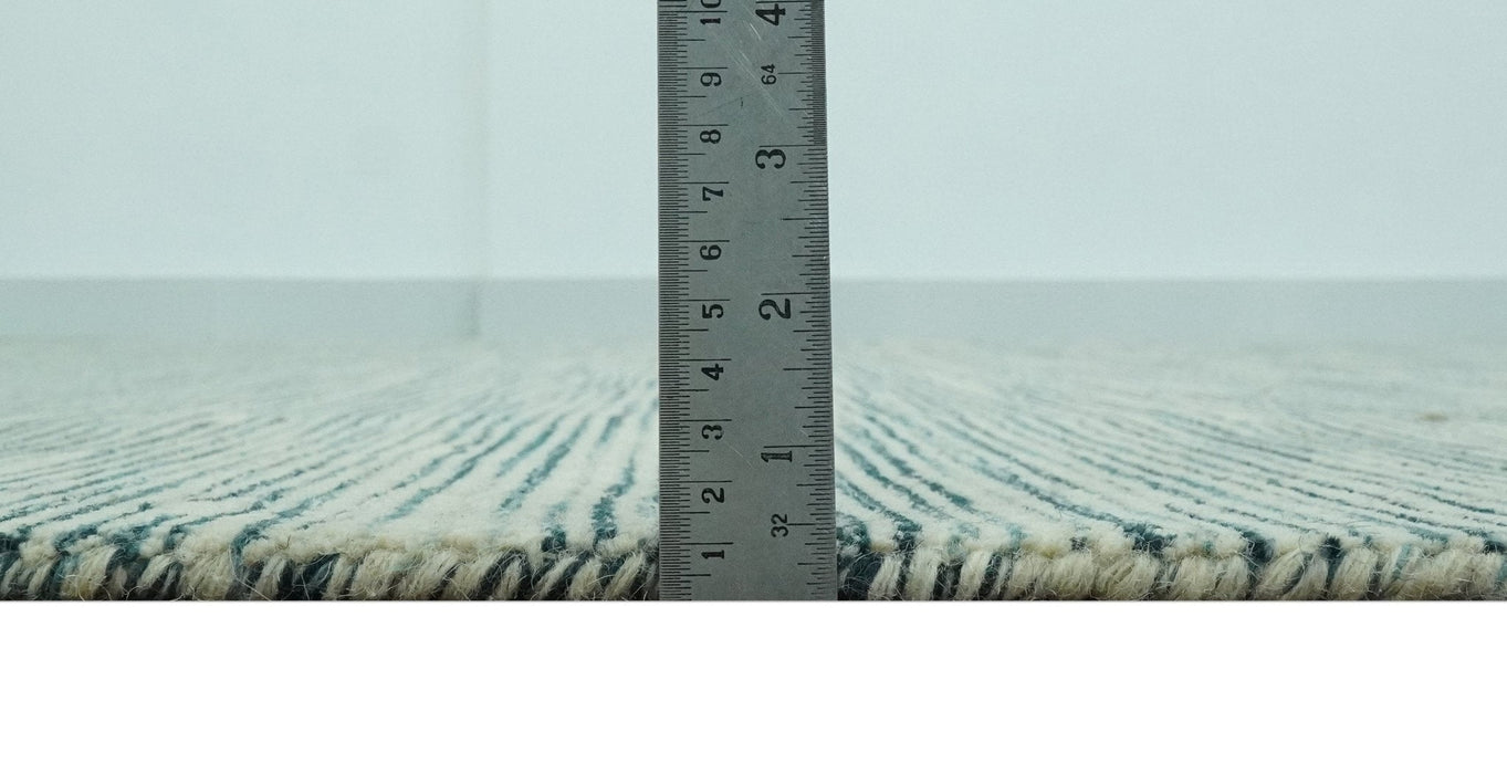 Beige and Teal Modern stripes Design Hand Tufted Multi Size wool area rug