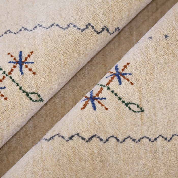 Beige Border Design Hand Loomed Wool Area Rug