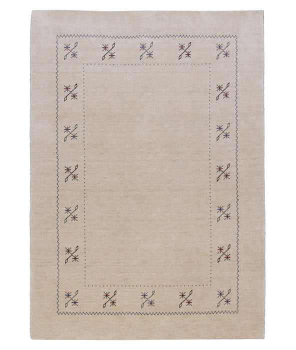 Beige Border Design Hand Loomed Wool Area Rug