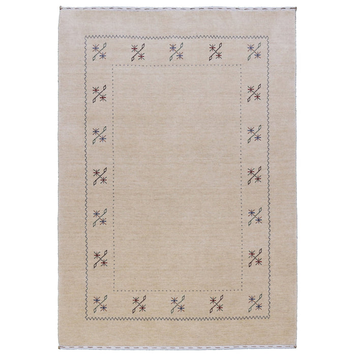 Beige Border Design Hand Loomed Wool Area Rug