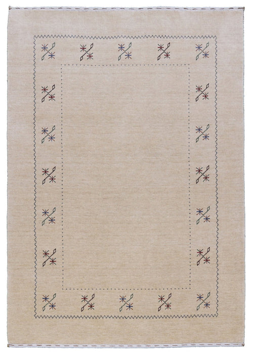 Beige Border Design Hand Loomed Wool Area Rug