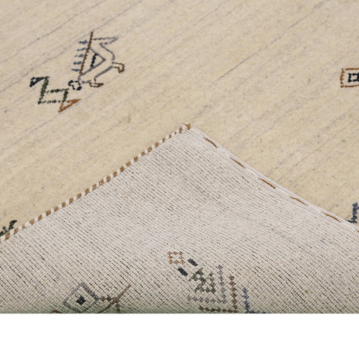 Beige Center Medallion Design Hand Loomed Wool Area Rug