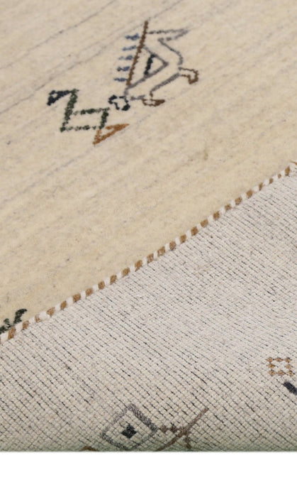 Beige Center Medallion Design Hand Loomed Wool Area Rug