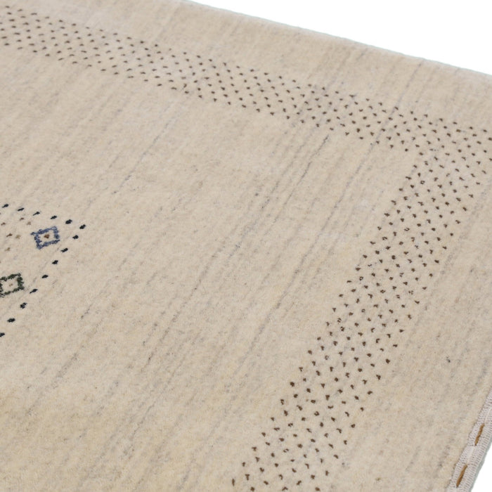 Beige Center Pattern Design Hand Loomed Wool Area Rug