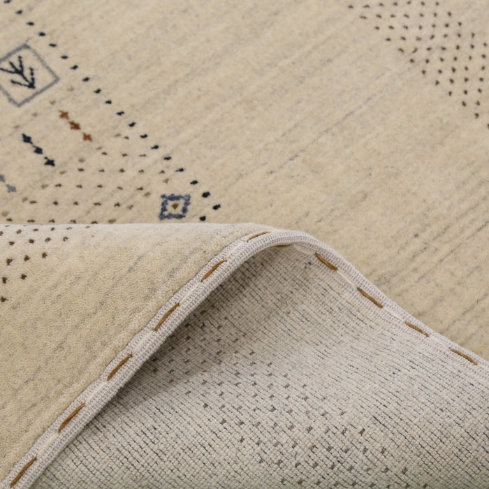 Beige Center Pattern Design Hand Loomed Wool Area Rug