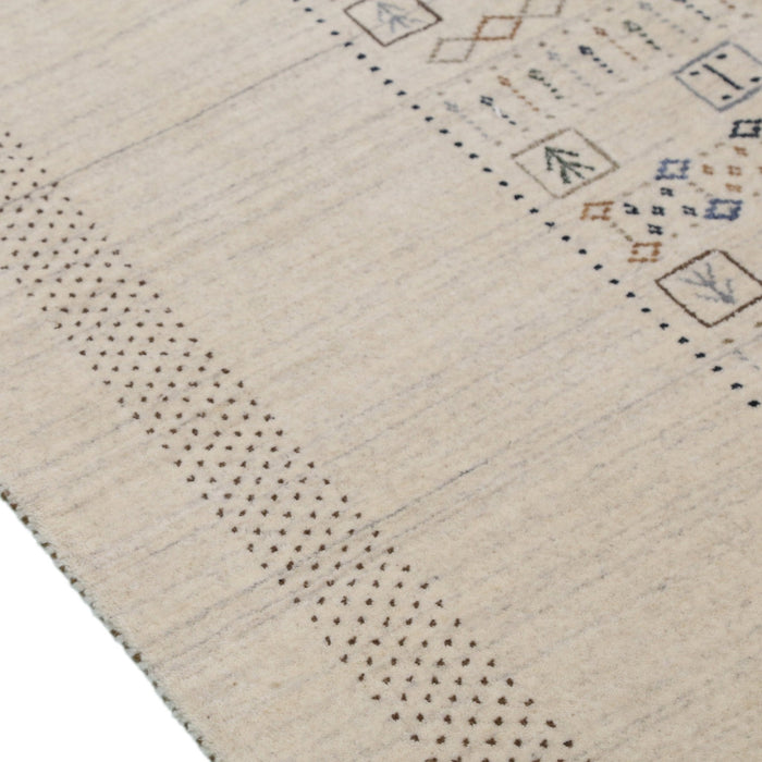 Beige Center Pattern Design Hand Loomed Wool Area Rug