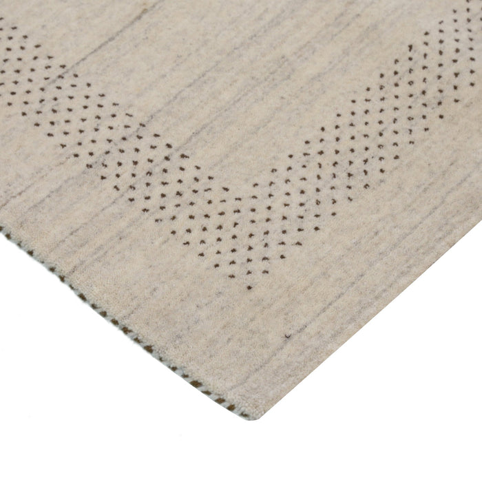Beige Center Pattern Design Hand Loomed Wool Area Rug