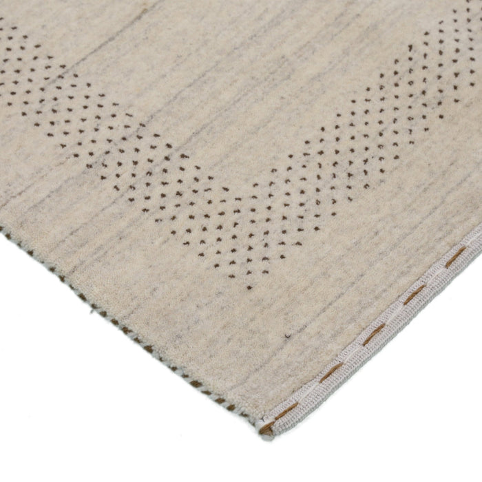 Beige Center Pattern Design Hand Loomed Wool Area Rug