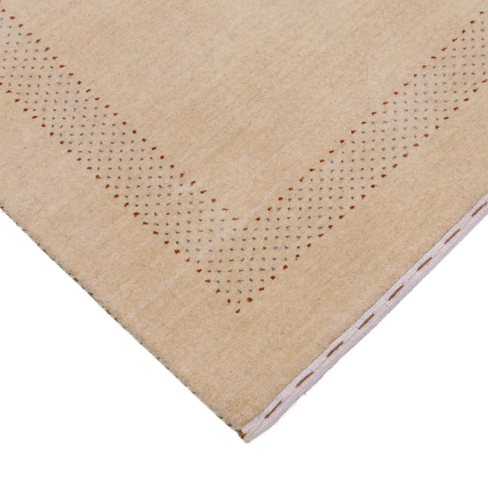 Beige Center Pattern Hand Loomed Wool Area Rug