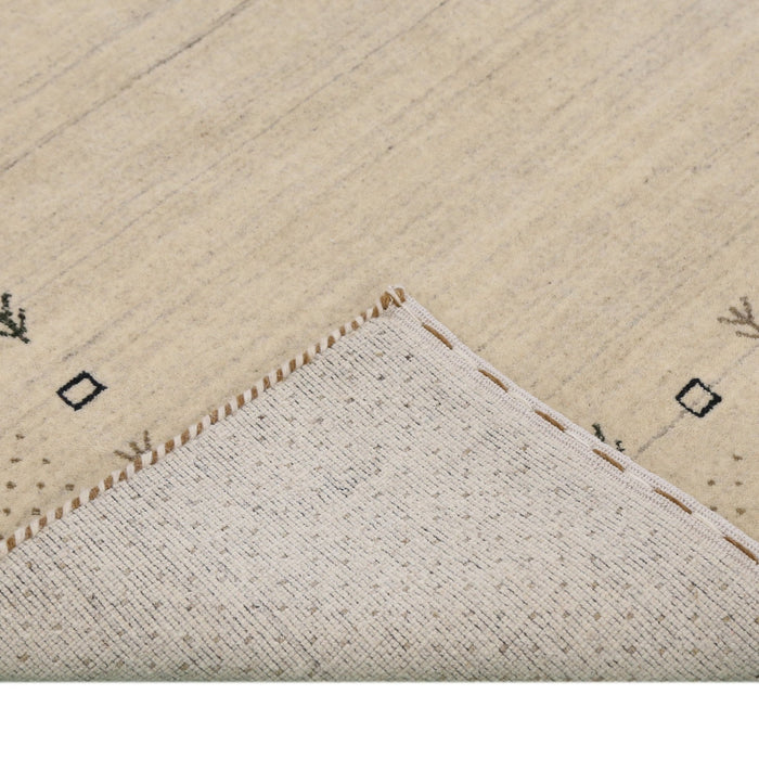 Beige Contemporary Gabbeh Border Design Hand Loomed Wool Rug