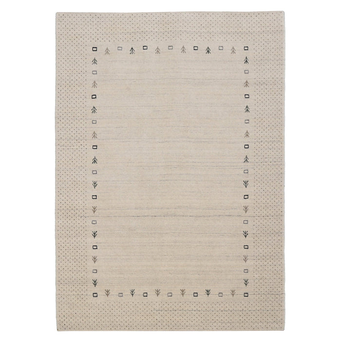 Beige Contemporary Gabbeh Border Design Hand Loomed Wool Rug
