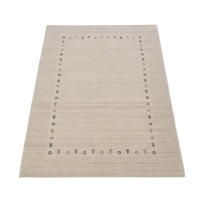 Beige Contemporary Gabbeh Border Design Hand Loomed Wool Rug