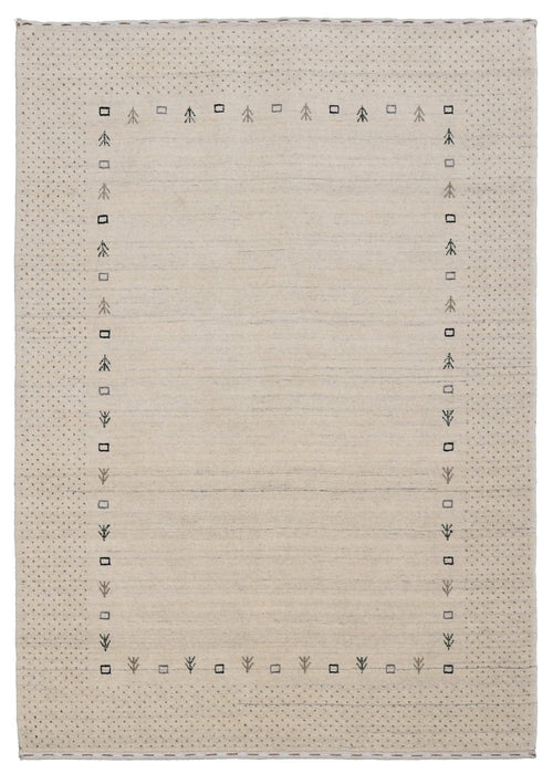 Beige Contemporary Gabbeh Border Design Hand Loomed Wool Rug