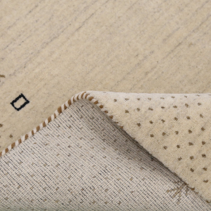 Beige Contemporary Gabbeh Border Design Hand Loomed Wool Rug