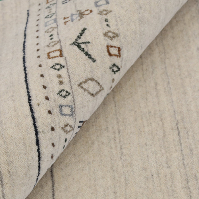 Beige Contemporary Pattern Hand Loomed Wool Area Rug
