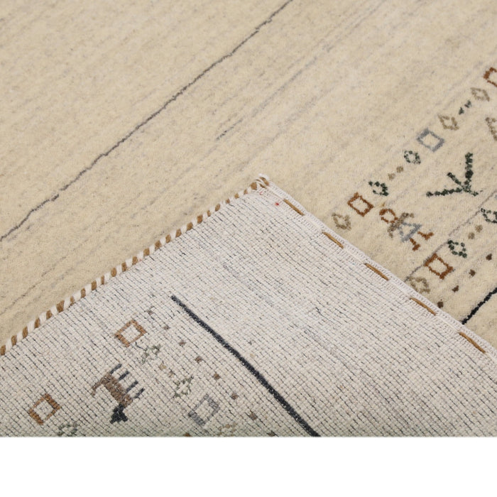 Beige Contemporary Pattern Hand Loomed Wool Area Rug