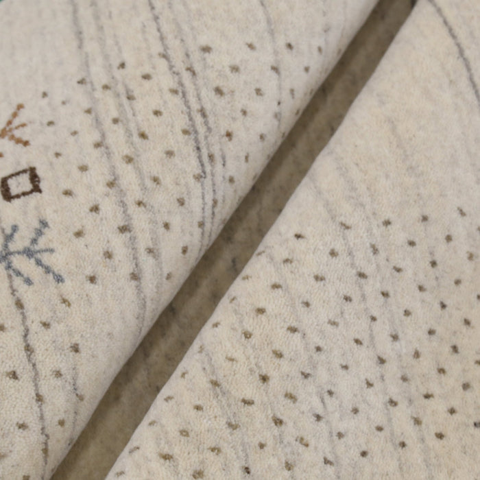 Beige Contemporary Solid Border Design Hand Loomed Wool Area Rug
