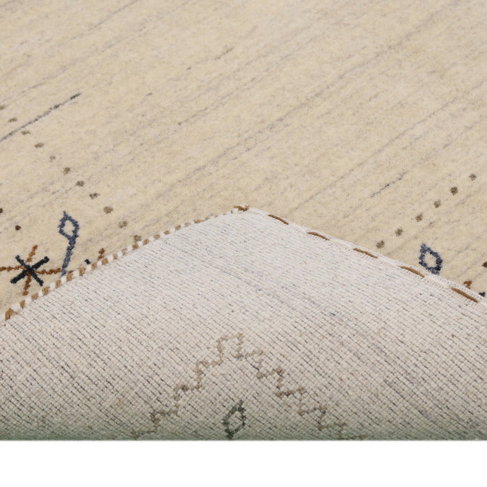 Beige Gabbeh Border Design Hand Loomed Wool Area Rug