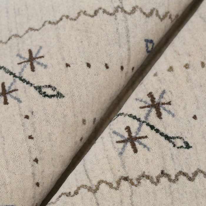 Beige Gabbeh Border Design Hand Loomed Wool Area Rug