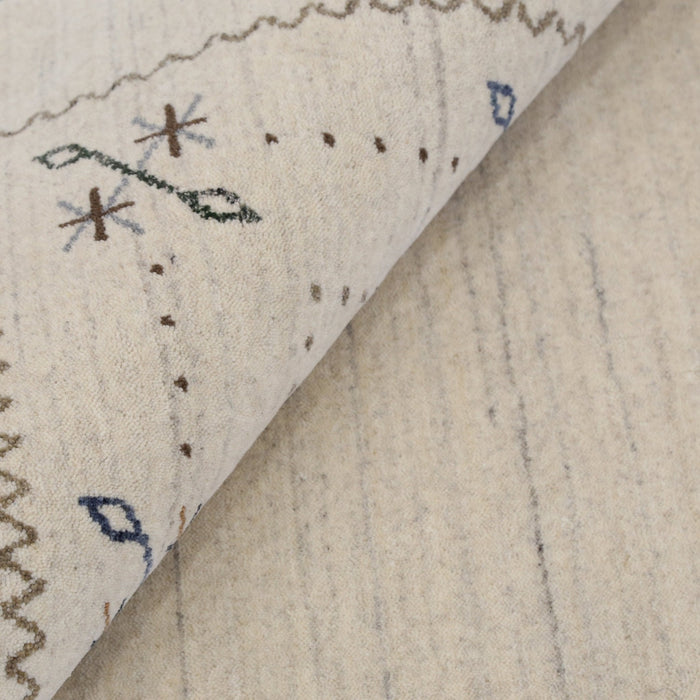 Beige Gabbeh Border Design Hand Loomed Wool Area Rug