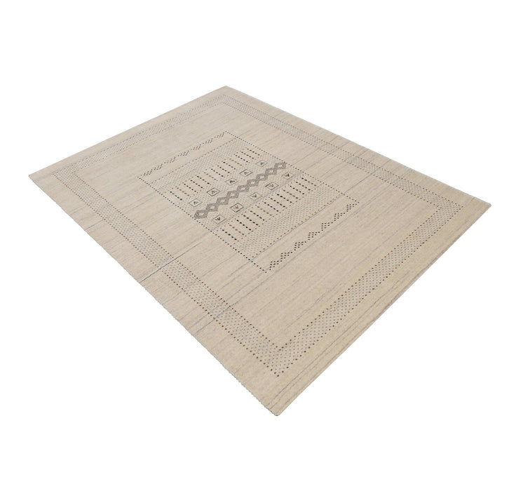 Beige Gabbeh Design Hand Loomed Wool Area Rug