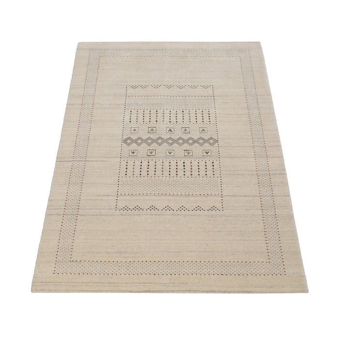 Beige Gabbeh Design Hand Loomed Wool Area Rug