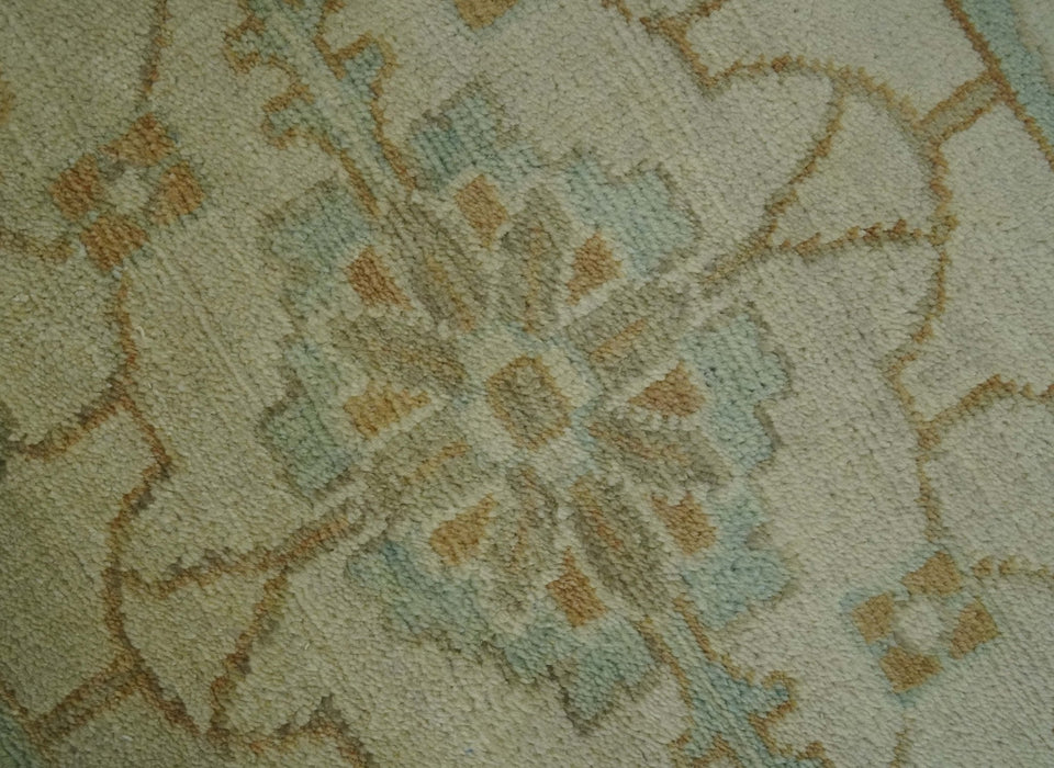 Beige, Gray and Olive Antique Floral Hand knotted Traditional Oushak 8x10 wool Area rug