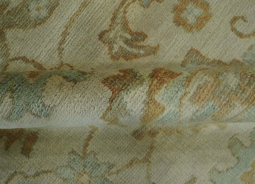 Beige, Gray and Olive Antique Floral Hand knotted Traditional Oushak 8x10 wool Area rug