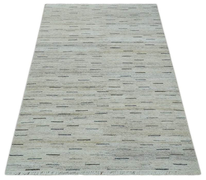 Beige, Ivory and Charcoal Modern Stripes Design 5x8 Dari Pet yard Area Rug