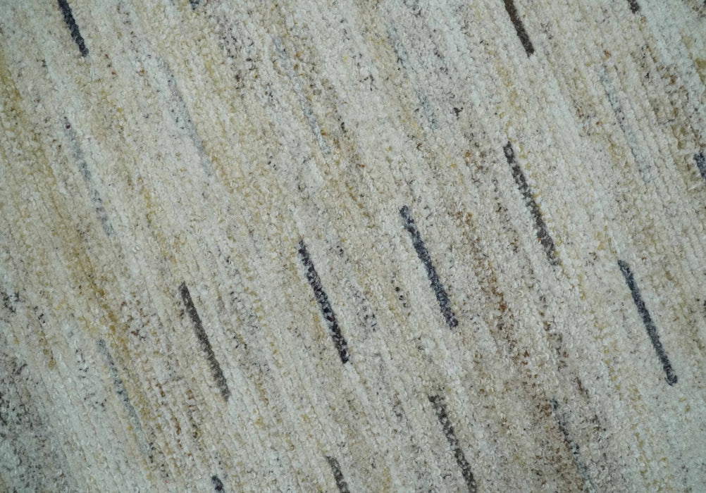 Beige, Ivory and Charcoal Modern Stripes Design 5x8 Dari Pet yard Area Rug