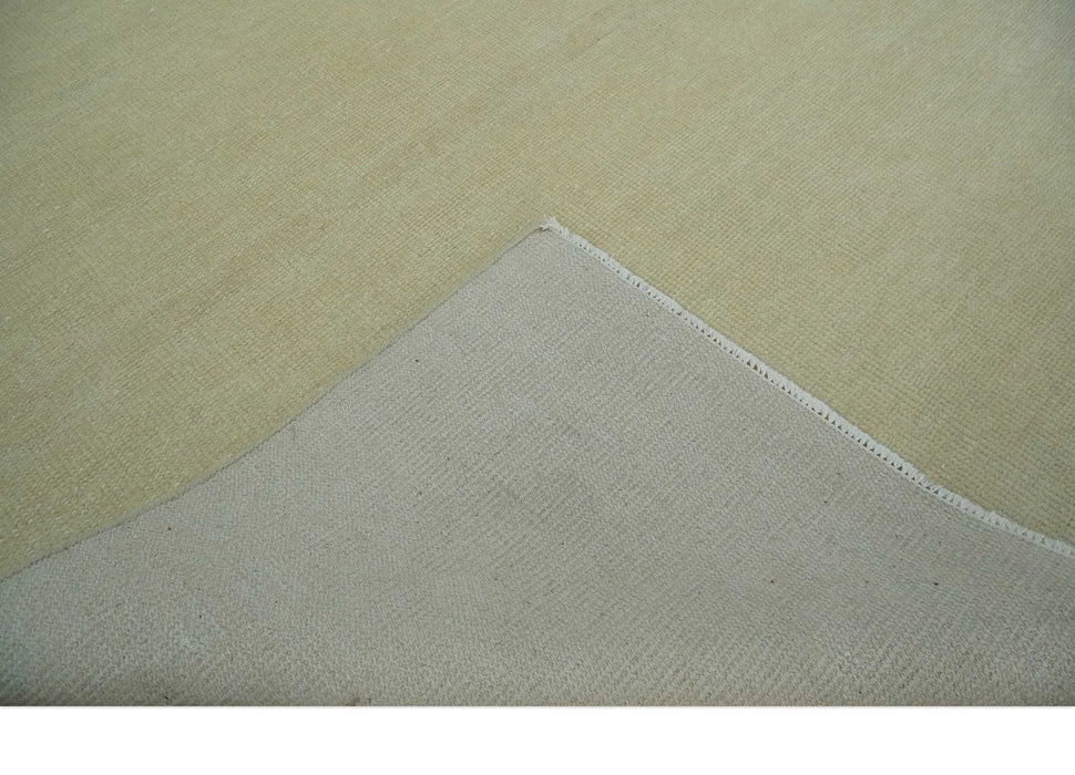 Beige Modern Solid Hand knotted 8x10 wool Area Rug