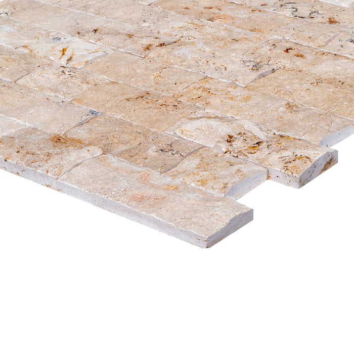 Beige 4"xFree Length Split-face Natural Travertine Wall Tile - Belair Collection