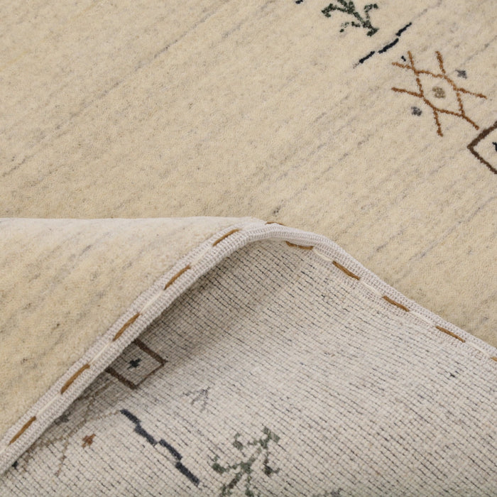 Beige Tribal Border Hand Loomed Wool Area Rug